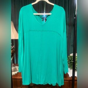 Cynthia Rowley Teal V-Neck Top